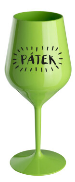 PÁTEK - zelená nerozbitná sklenice na víno 470 ml