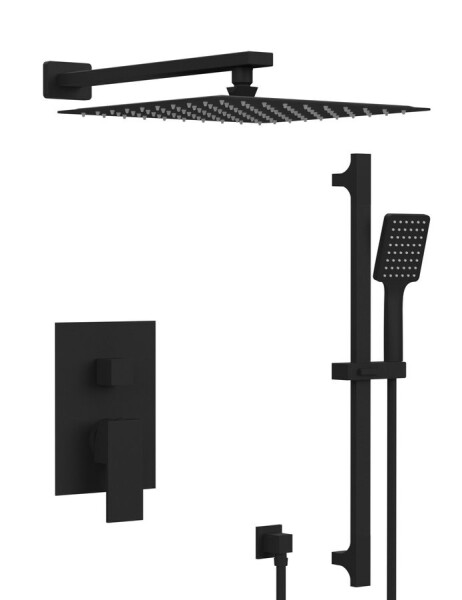 SAPHO - CUBEMIX podomítkový sprchový set s pákovou baterií, 2 výstupy, posuvný držák sprchy, černá mat CM042B-02