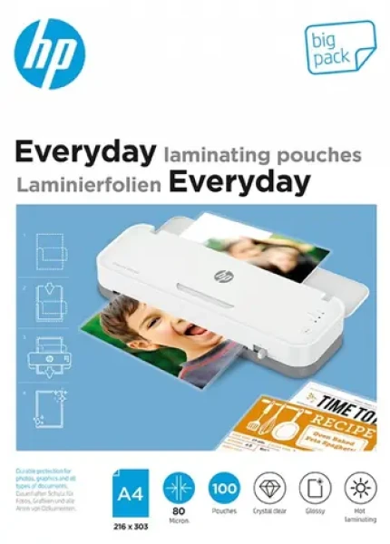 HP Everyday laminovací fólie A4 / Laminovací fólie / 80 µm / 100 ks (HPF9154A4080100)