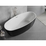 MEXEN/S - Lira volně stojící vana vzor 170 x 80, bílá/černá, sifon a přepad nikl kartáčovaný 52831708075-97