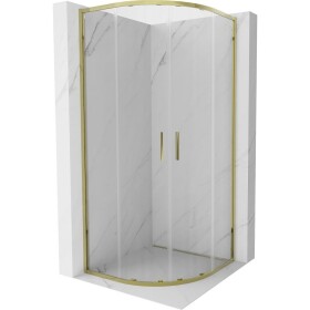 MEXEN - Exo čtvrtkruhový posuvný sprchový kout 80 x 80, transparent, zlato 8132-080-080-50-00