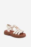 Dívčí sandály s ozdobným detailem béžové Serina 34