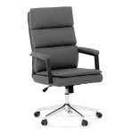 Židle kancelářská, šedá ekokůže, kříž kov chromový, houpací mechanismus, čalouněné područky
