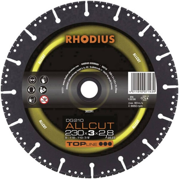 Rhodius 303390 DG210 ALLCUT diamantový řezný kotouč Průměr 180 mm Ø otvoru 22.23 mm 1 ks