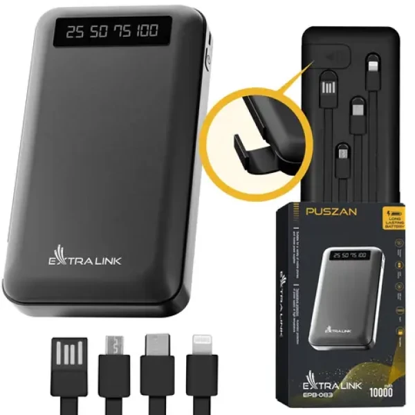Extralink EPB-083 černá / Power banka / 10 000 mAh / USB-C / vestavěný displej (EX.19607)