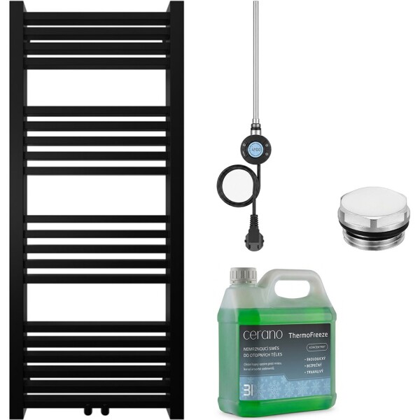 CERANO Koupelnový elektrický radiátorový set Franko - WIFI - 300W - černá matná - 1200x500 mm