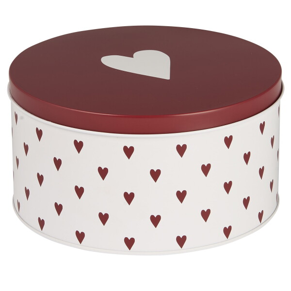Ib Laursen Plechová dóza Hearts Round, červená barva, kov