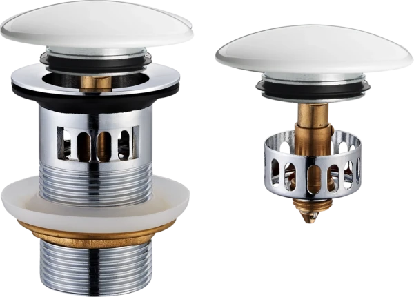 JB Sanitary Umyvadlová výpusť 5/4" s přepadem, velká bílá zátka VK13