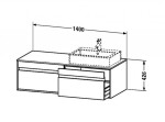 DURAVIT - Ketho Umyvadlová skříňka 43x140x55 cm, pravá, 2 zásuvky, lesklá bílá KT6697R2222