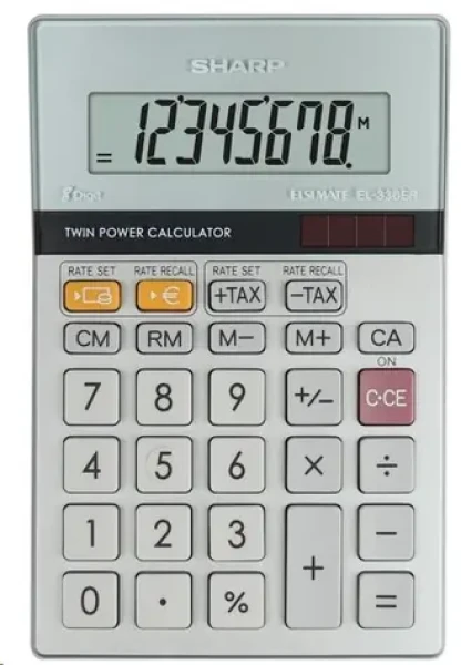 SHARP EL330ERB stříbrná / stolní kalkulačka / osmimístná (SH-EL330ERB)