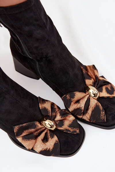 Dámské kotníkové boty s mašlí D&A – černé Velikost: 39