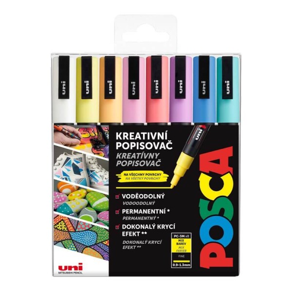 Uni Posca PC-5M sada pastelových tónů 8 ks