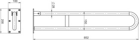 NOVASERVIS - Úchyt dvojitý sklopný 852mm kartáčovaná nerez R66813,4