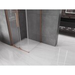 MEXEN/S - Velar L sprchový kout, posuvné dveře 110 x 110, transparent, měď kartáčovaná 871-110-110-03-65