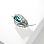 Luxusní brož se Swarovski Elements krystaly Paví brko, Modrá