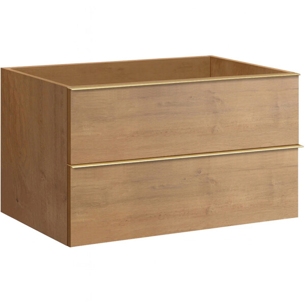 CERANO - Koupelnová skříňka pod umyvadlo s úchytkou Velora - dub medový, zlatá úchytka - 79x53x46,5 CER-665143
