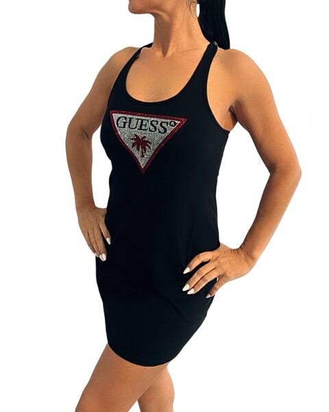 Dámské tílkové šaty Guess E5GP01 Rhinestone černé