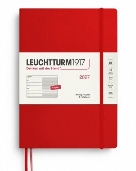 Týdenní plánovač Zápisník Cherry, Composition B5 2027, anglicky