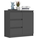 DumDekorace Komoda R-80-S3 se zásuvkami 80 cm - různé barevné varianty antracit