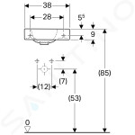 GEBERIT - iCon Umývátko bez přepadu s otvorem vpravo, 380x280 mm, bílá 124736000