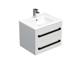 Koupelnová skříňka s černou úchytkou a umyvadlem SAT Cube Way 60x53x46 cm bílá lesk CUBE46C602BIMOD CUBE46C602BIMOD