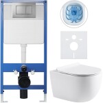 CERANO - Kompletní WC set Profi/Felci - bílá lesklá - WC tlačítko Classic/Tmavě šedá - předstěnová instalace - 52,5x36 CER-331320