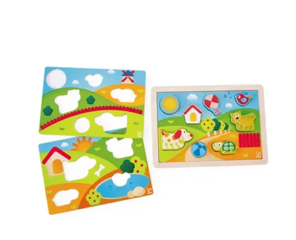 Hape Puzzle - Slunečné údolí 3v1