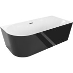 MEXEN/S - Mia volně stojící rohová vana pravá 160 x 80, bílá/černá, sifon a přepad grafit metal 52691608075P-95