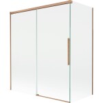 MEXEN/S - Rox vanová zástěna 2-křídlová posuvná 140 + 70 x 150, transparent, měď kartáčovaná 8C9-140-070-65-00