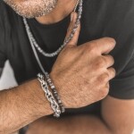 Pánský korálkový náhrdelník Fernando Gold - 6 mm larvikit, Šedá 50 cm