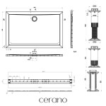 CERANO - Sprchová vanička obdelníková Brio - SMC/minerální kompozit - strukturovaná bílá - 140x90x4 + 2x čelní panel + nožičky CER-562236