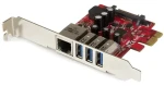 StarTech PCIe karta 3x USB 3.0 + Gigabit LAN / Řadič USB / PCIe / RJ-45 / Realtek RTL8153 (PEXUSB3S3GE)