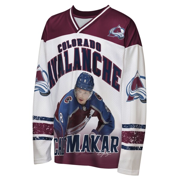 Outerstuff Dětské tričko Cale Makar #8 Colorado Avalanche NHL Player Polyester Top Velikost: Dětské M (136 – 152)