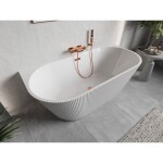 MEXEN/S - Oris volně stojící vana nástěnná reliéf 170 x 80, bílá, sifon a přepad růžové zlato 52871708000-60