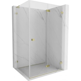 MEXEN/S - Lunar-F L sprchový kout skládací dveře pravá 90 x 70, transparent, zlato 836L-090-070-50-00-P