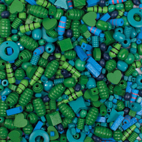 Playbox Korálky dřevěné big- 1000ks modrozelené