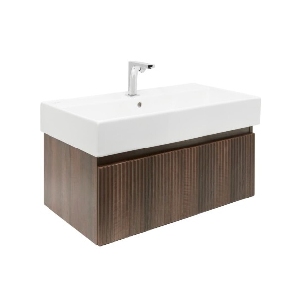 Koupelnová skříňka s baterií a umyvadlem SAT Evolution 1 78x30x44,8 cm ořech mat SATEVO80NAU2BA SATEVO80NAU2BA
