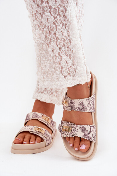 Vzorované Dámské Pantofle Na Platformě Béžové Sorina 38