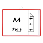 Djois rámeček s kapsou a očkem, A4, otevřený bokem, červený, 5 ks