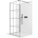 CERANO Sprchová zástěna Walk-in Onyx Corner Round L/P - 8 mm - kulatá vzpěra - černá matná, industriální sklo - 90x110x200 cm