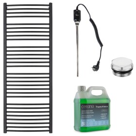 CERANO Koupelnový elektrický radiátorový set Stefano - 600W - černá matná - 1210x650 mm