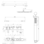 SAPHO - Podomítkový sprchový set s termostatickou baterií a držákem ruční sprchy, 2 výstupy, kulatá, chrom MB623-01