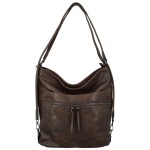 Trendy dámský koženkový kabelko-batoh Kavya, coffee