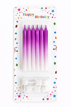 Dortové svíčky HARMONY fialovo-bílá 6ks