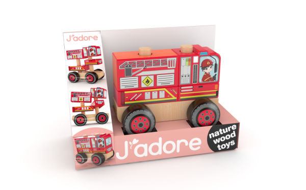 Hasičské auto dřevěná skládačka - J'ADORE