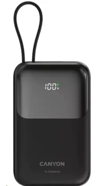 CANYON CNS-CPB101BK černá / Powerbanka / 10000mAh / PD 22.5W / LCD / 1x USB-A / 1x USB-C (CNS-CPB101BK)