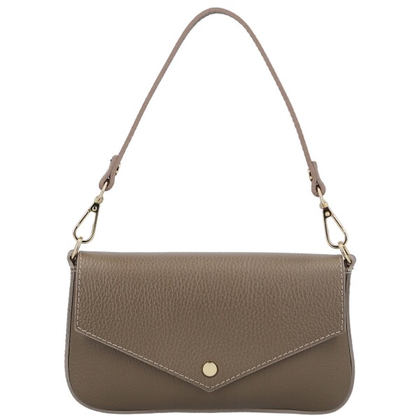 Luxusní dámská kožená kabelka na rameno Zinta, taupe