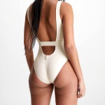 Dámské jednodílné plavky Monogram Rib KW0KW02151-PGA - Calvin Klein L