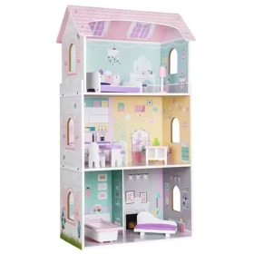 ECOTOYS Třípatrový domeček pro panenky Jahodový