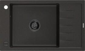 MEXEN/S - Elias granitový dřez 1 s odkapávačem 795 x 480 mm, černá/zlatý metalik, + černý sifon 6511791005-75-B